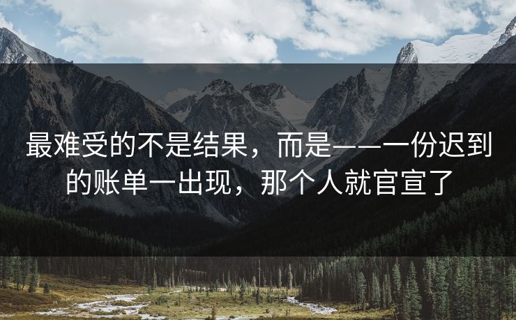 最难受的不是结果,而是——一份迟到的账单一出现,那个人就官宣了