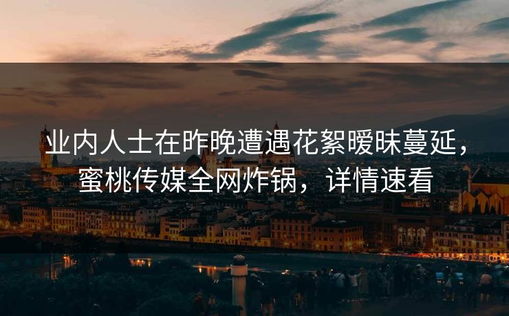 业内人士在昨晚遭遇花絮暧昧蔓延,蜜桃传媒全网炸锅,详情速看 业内人士在昨晚遭遇花絮暧昧蔓延,蜜桃传媒全网炸锅,详情速看